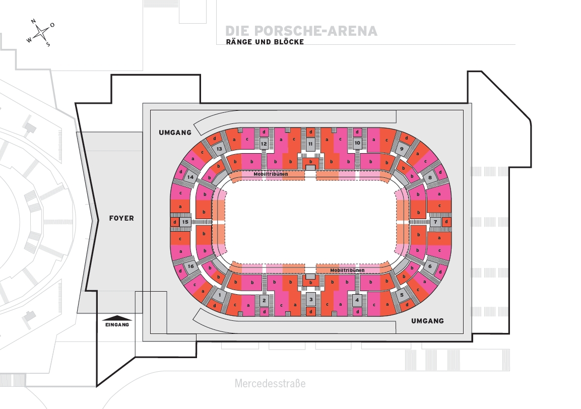 Porsche-Arena Sitzplan Ränge und Blöcke