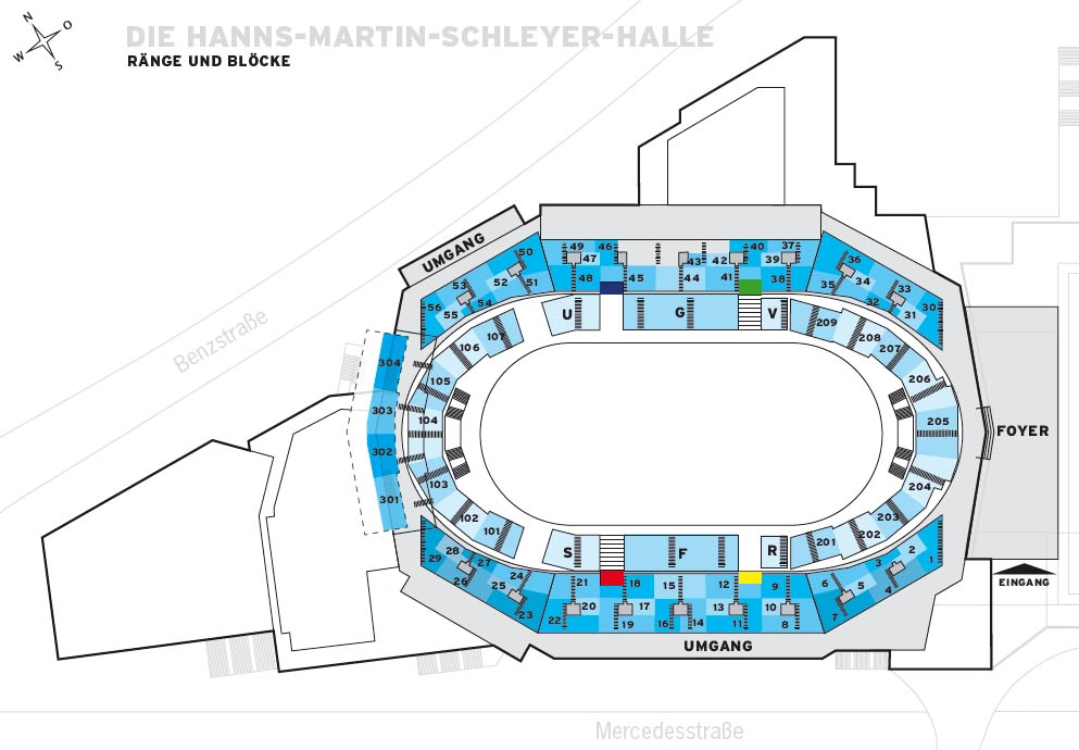 Sitzplan, Saalplan der HannsMartinSchleyerHalle in